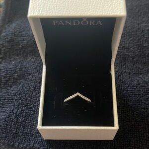 Pandora Silver V-Shaped Ring Minimalist Design